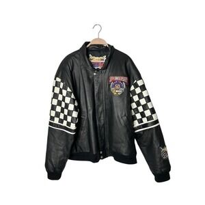Jeff Hamilton NASCAR Jacket‎ Mens L Black Leather 50TH Anniversary 1948-1998 XXL